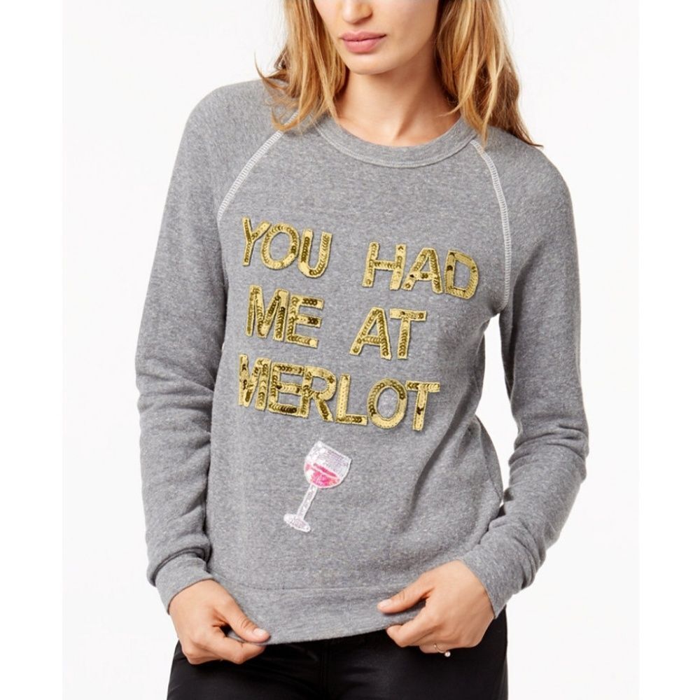 Gray Long Sleeve Sequin Sweater
